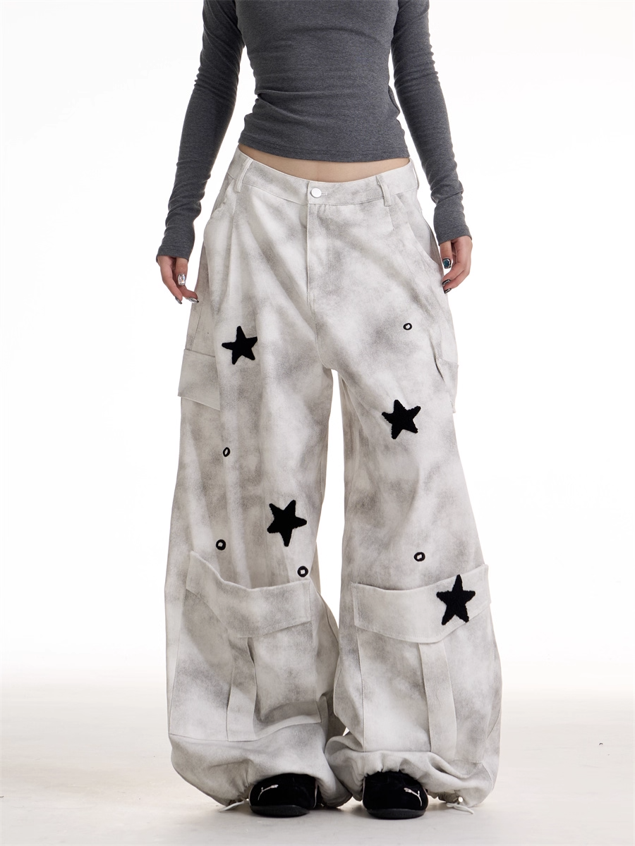 Vintage Retro Workwear Wide-Leg Pants X3388