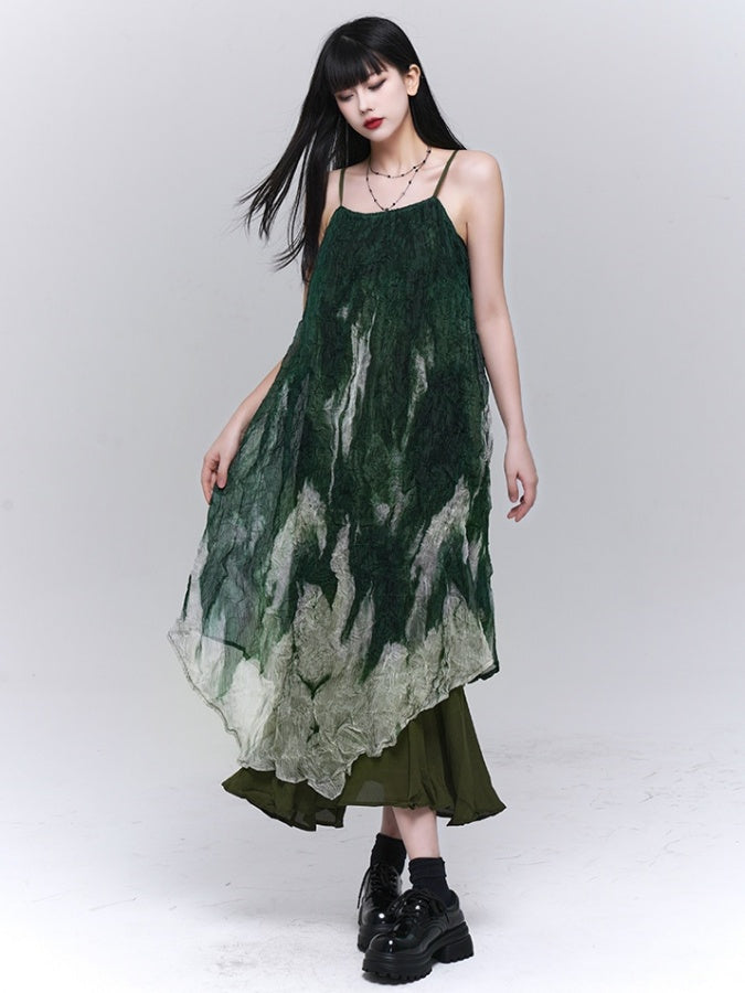 sheer tie dye dress Sheer-Sides Tie-Dye Long Prom Ball Gown