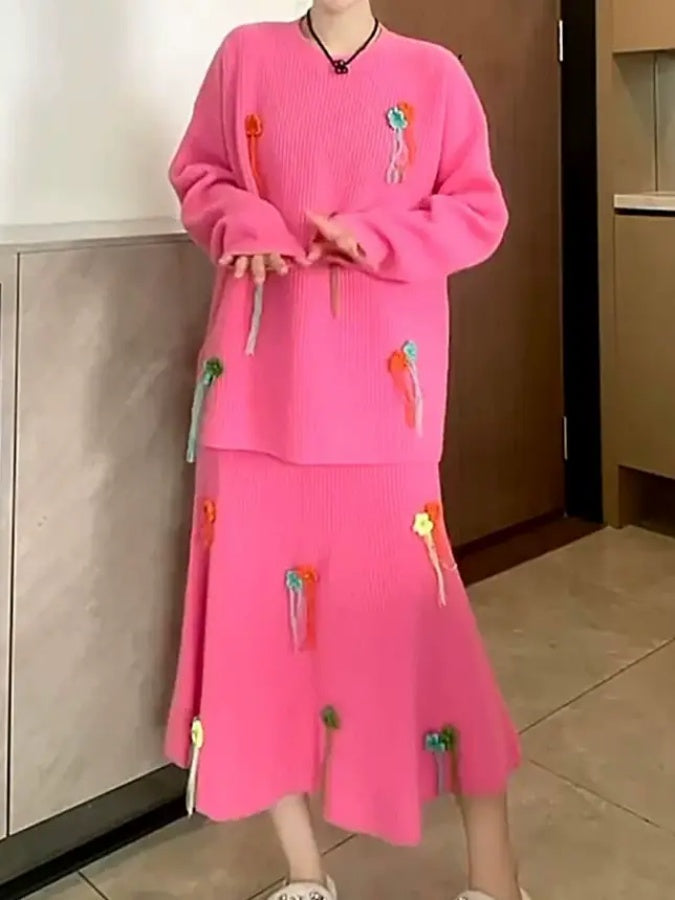 3D Flower Decoration Knit Setup X2919