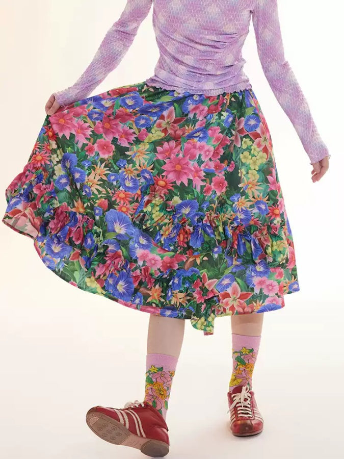 Checked Medium Flared Skirt X2854