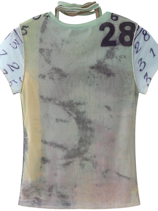 Sweet Cool Printed Double Mesh Short Sleeve T-Shirt X3324