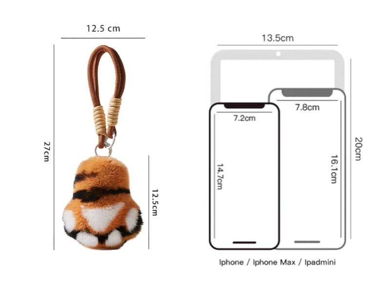 Rabbit fur tiger stripes and cat paws pendants X3161