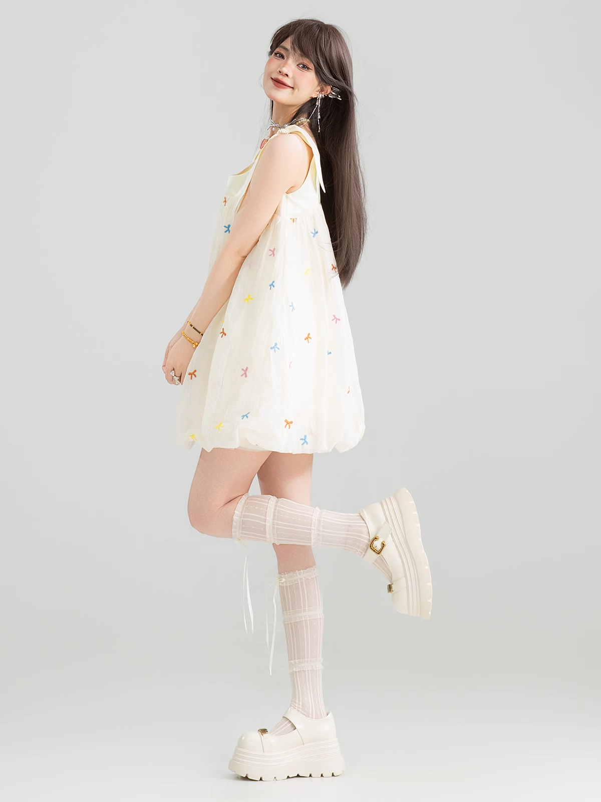 Sleeveless Floral Embroidered Dress X3271