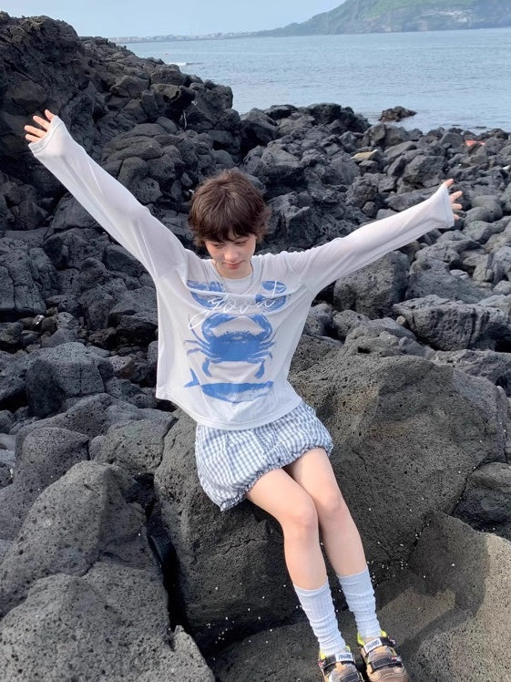 海鮮印花長袖上衣 X3178