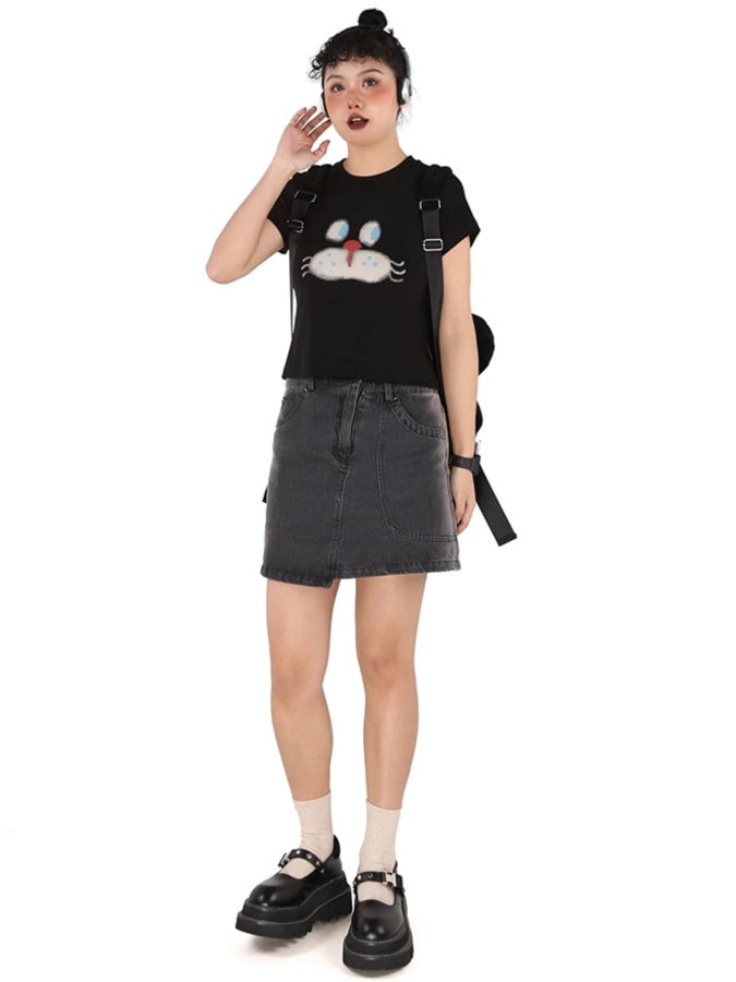 Cat face T-shirt X2744