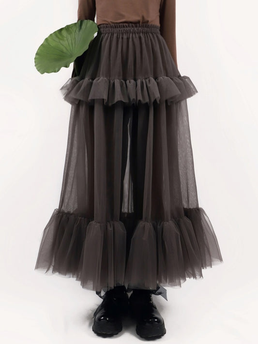 See-through mesh skirt X2630