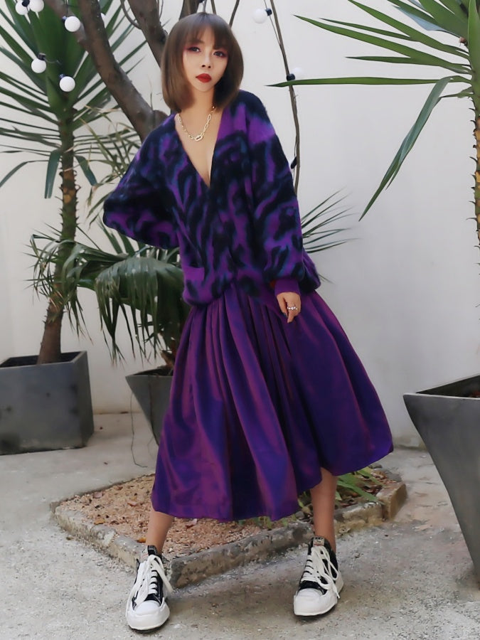 Purple flared medium skirt X2575