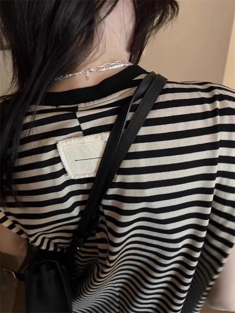 無袖條紋墊肩洋裝 X3306