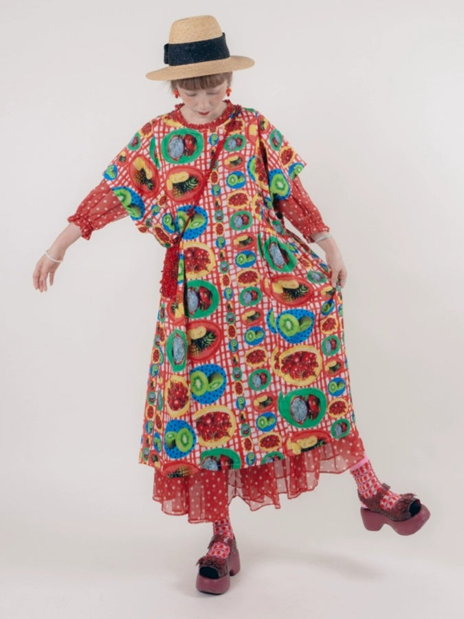 Tropical Fruit Wide Dress X2641