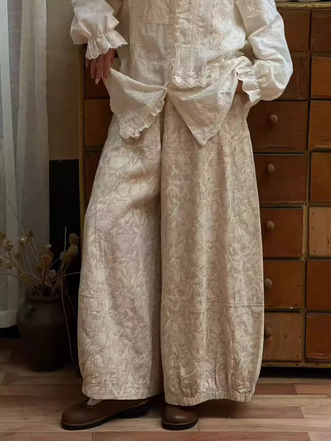 Vintage Inspired Loose Wide-Leg Lantern Pants X3363