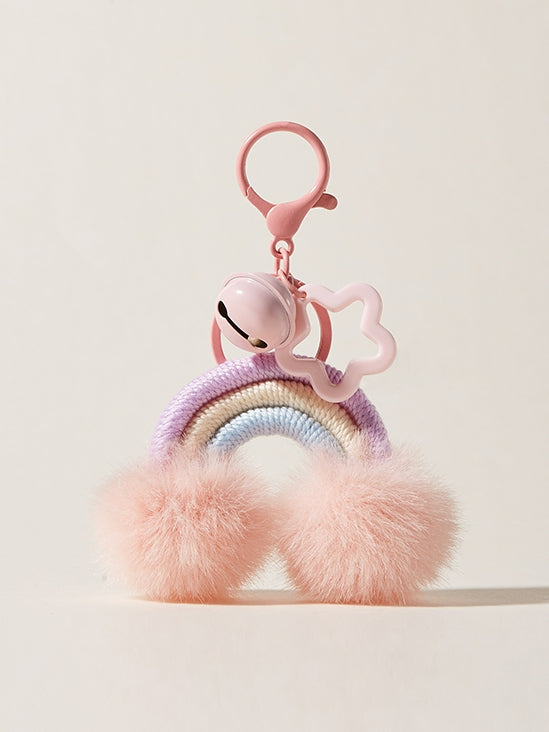 Bell and plush rainbow pendant charm X3036