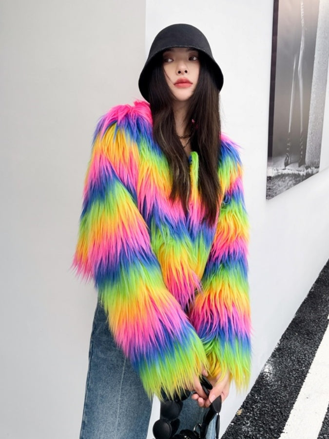 仿彩虹短版外套 X2635