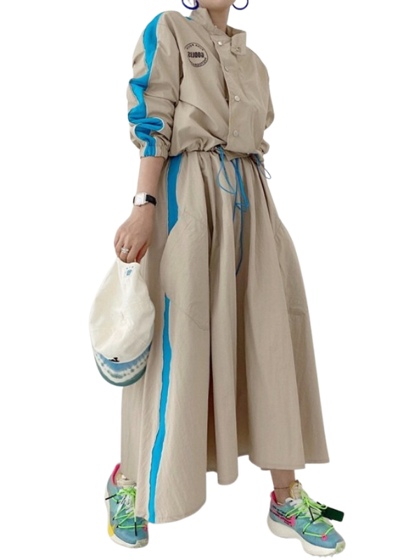 Accent color side line top/skirt X2124