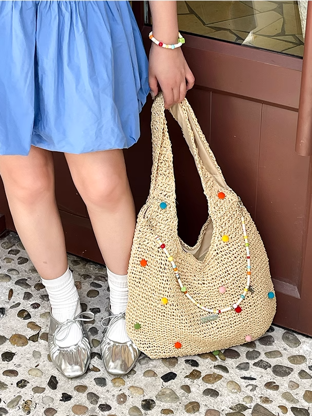 Colorful Straw Shoulder Bag X3265