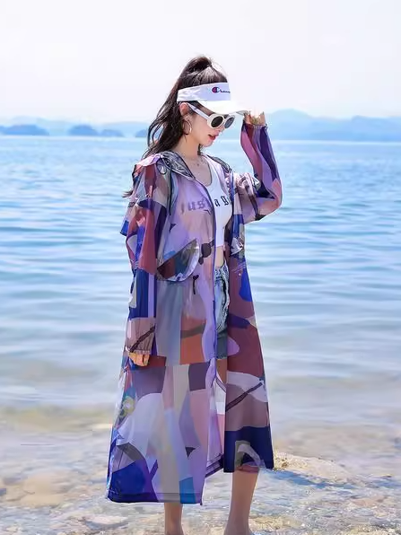 迷彩長防紫外線外套 X3292