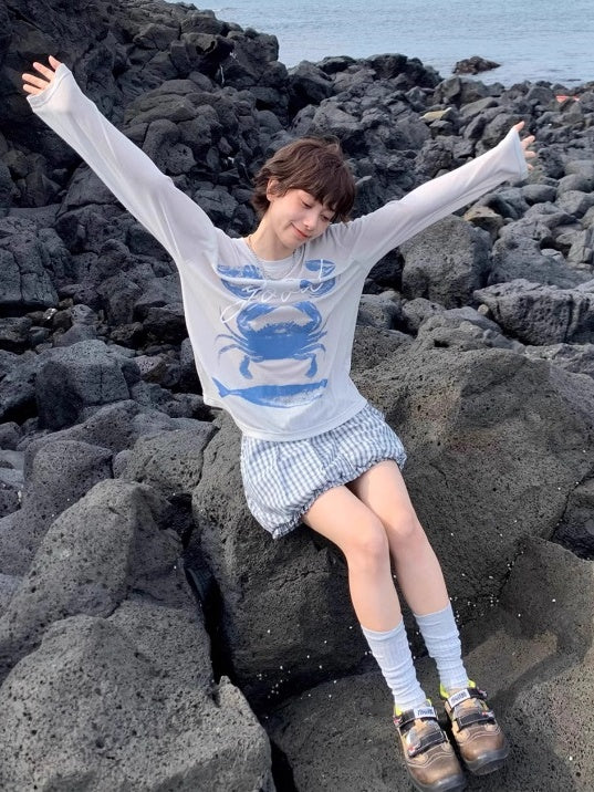 海鮮印花長袖上衣 X3178
