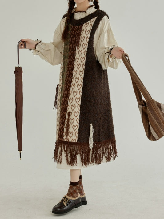 Retro fringe heart dress X2888