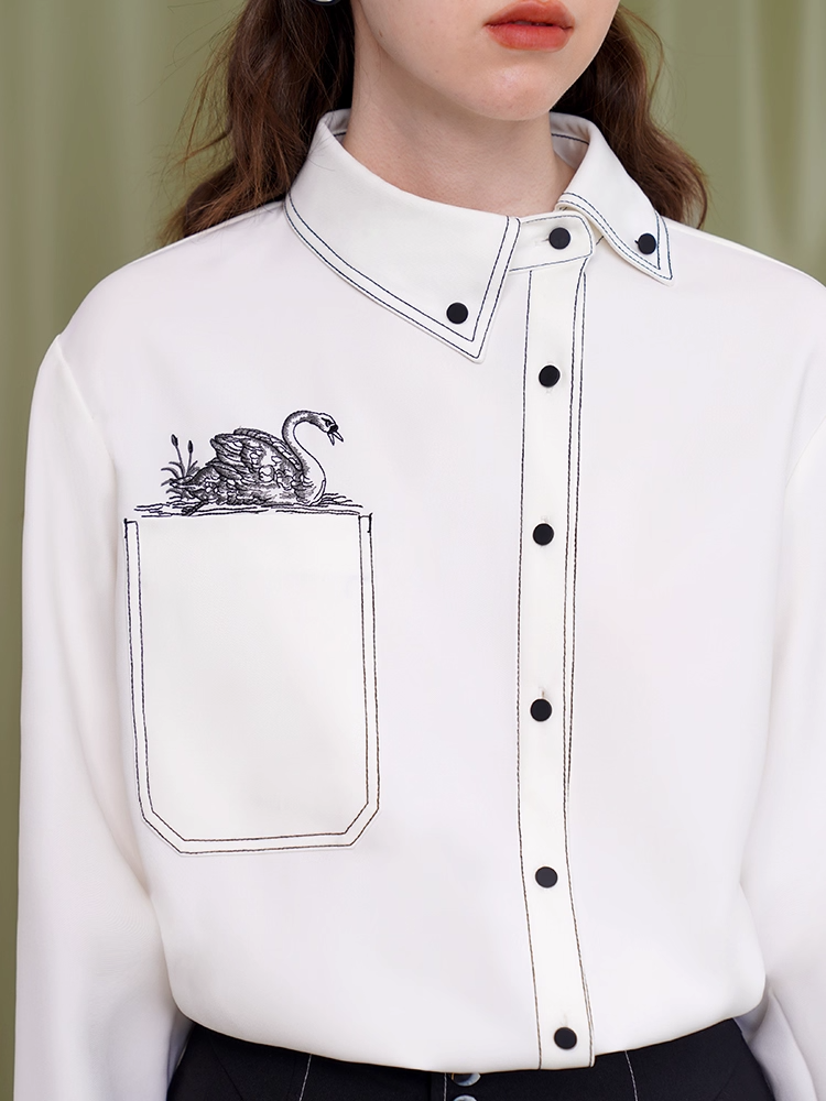 Embroidered Swan Shirt X3346