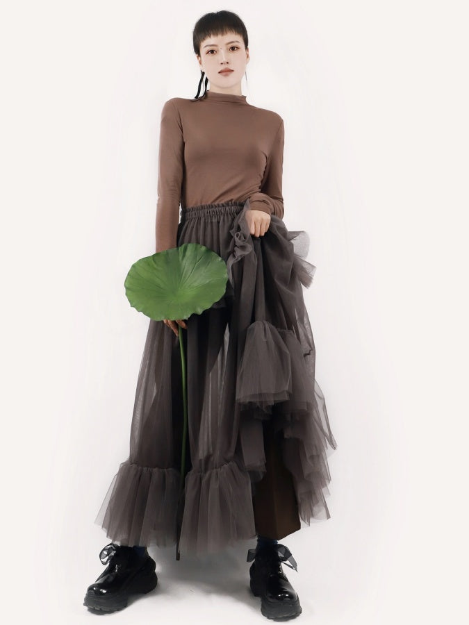 See-through mesh skirt X2630