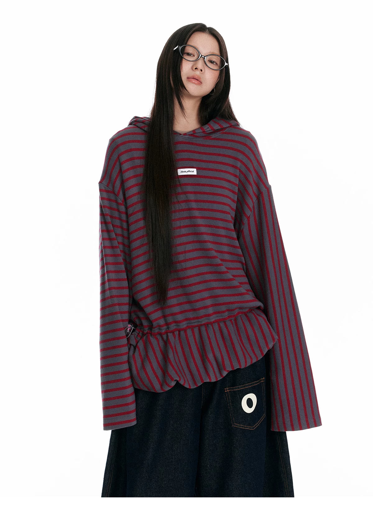 Striped Colorblock Oversized Hoodie X3328