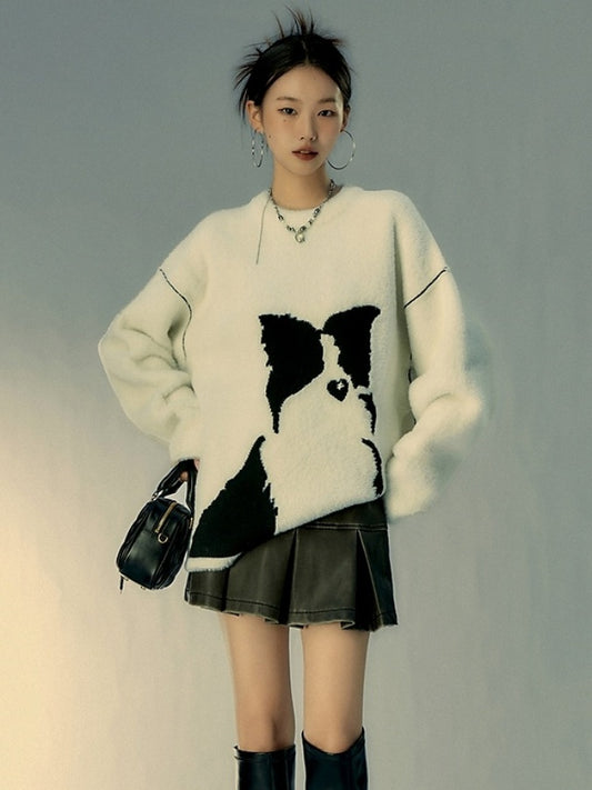 Dog silhouette sweater X2571
