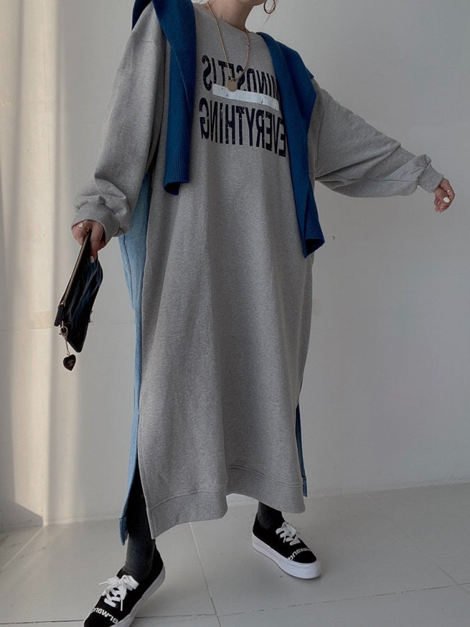 對接牛仔衛衣洋裝 X2895