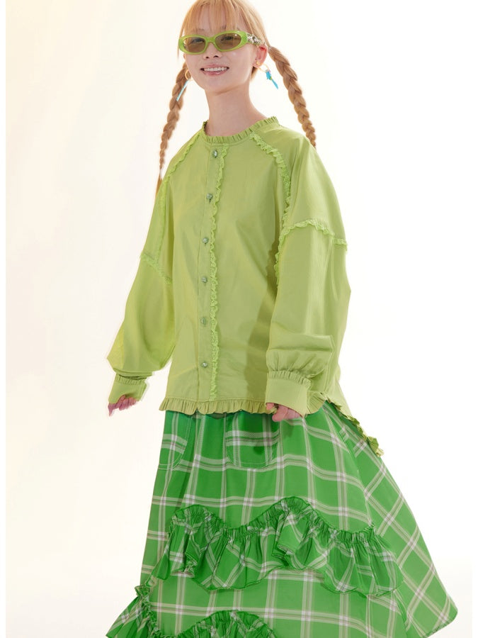Checked Medium Flared Skirt X2854