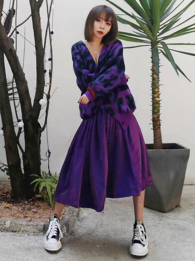 Purple flared medium skirt X2575