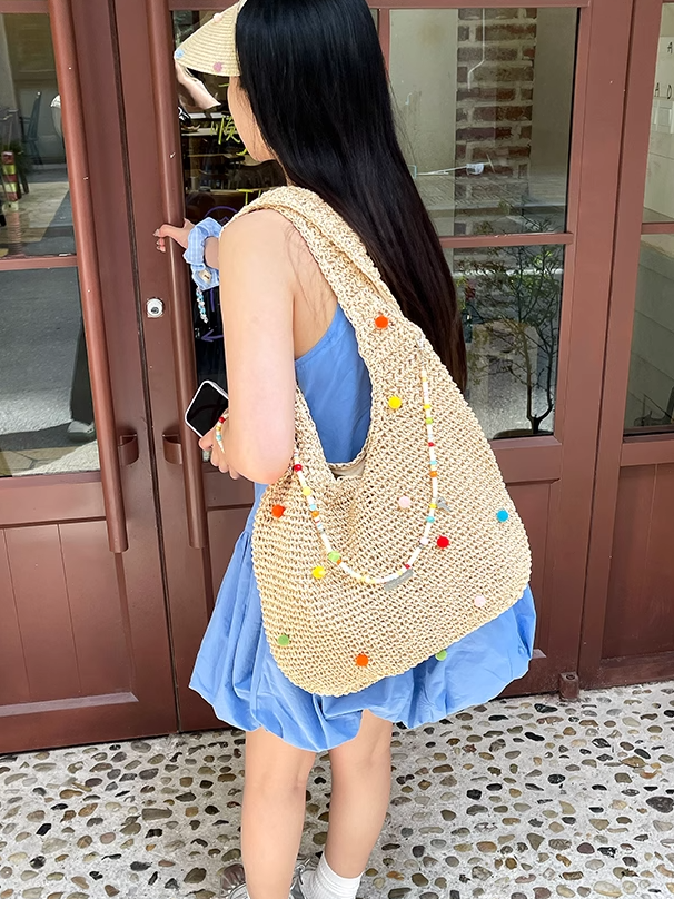 Colorful Straw Shoulder Bag X3265
