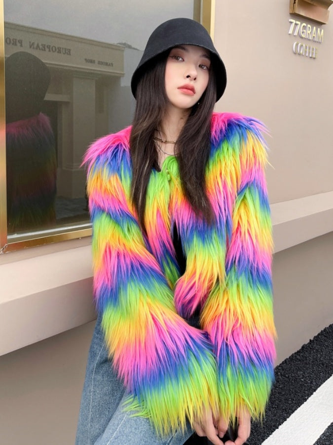 仿彩虹短版外套 X2635