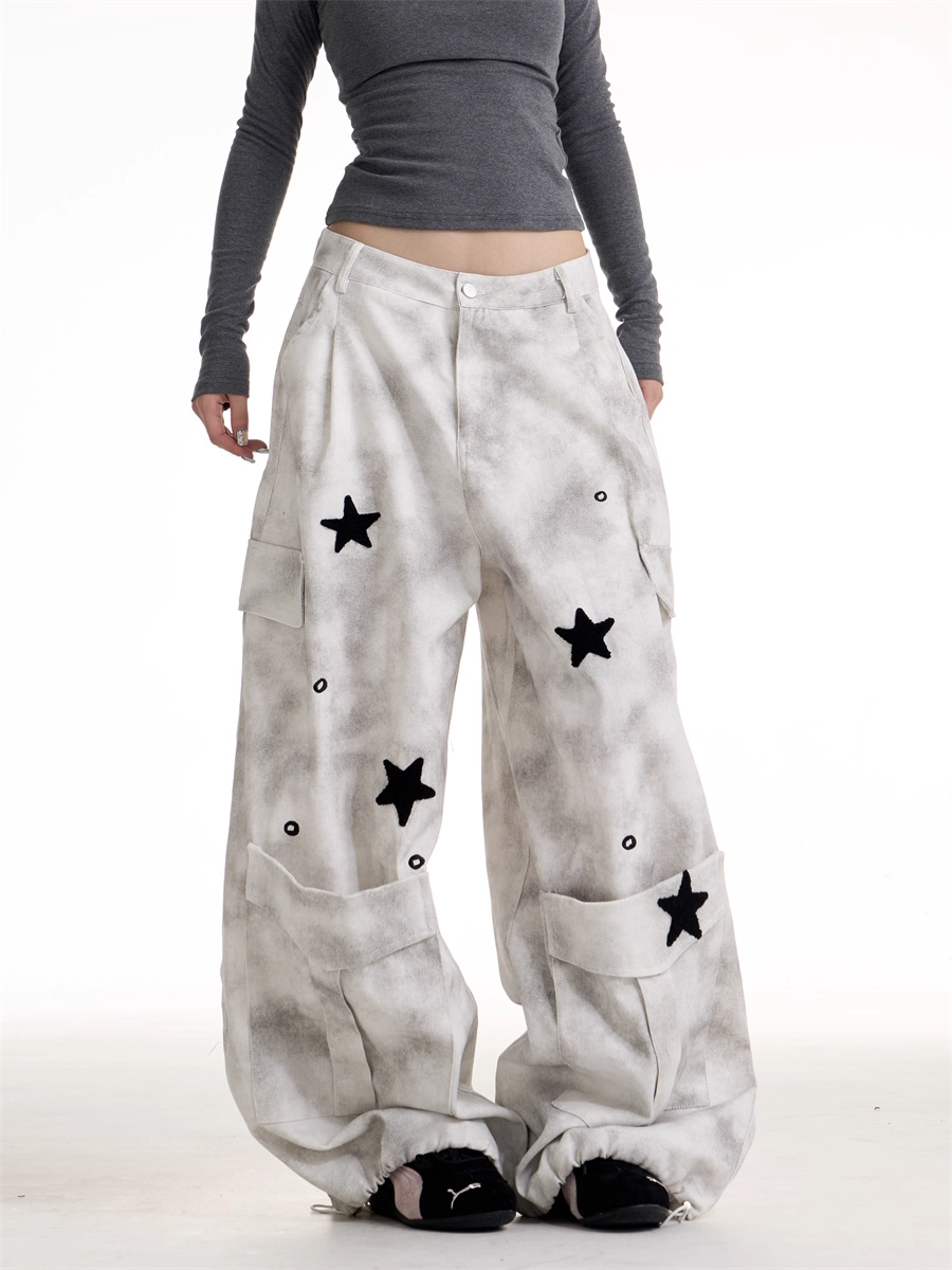 Vintage Retro Workwear Wide-Leg Pants X3388