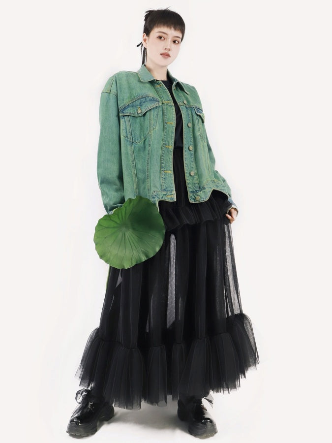 See-through mesh skirt X2630
