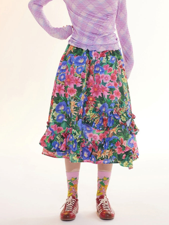 Checked Medium Flared Skirt X2854