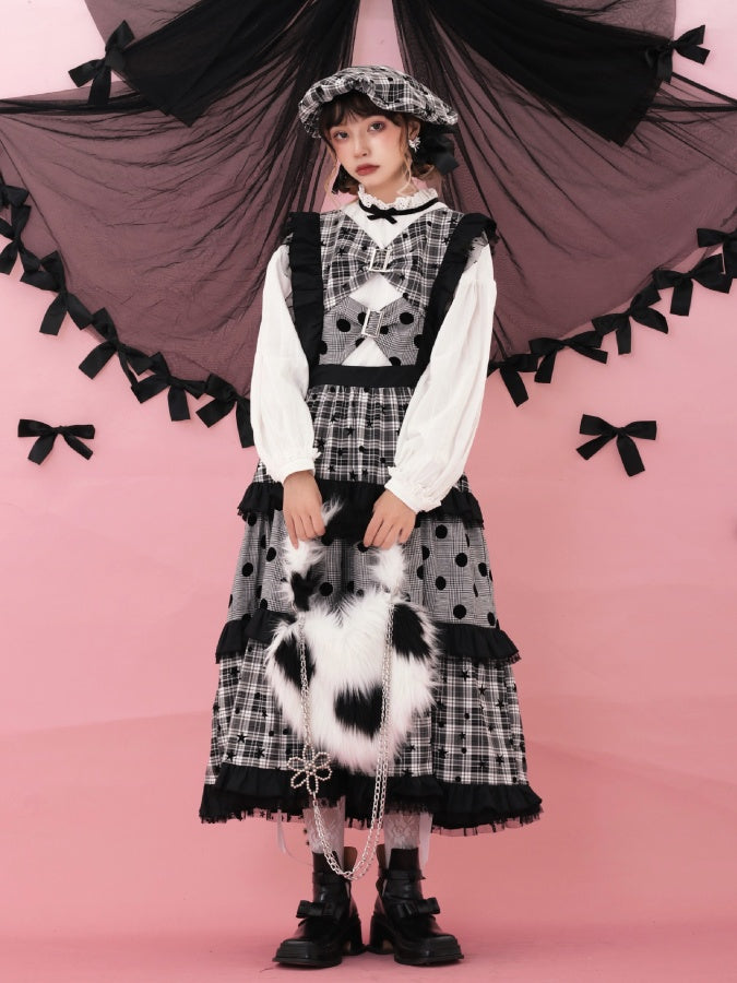 Lolita 圓點格紋洋裝 X2885