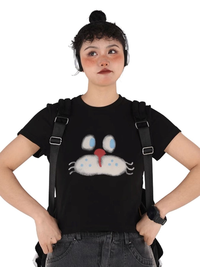 Cat face T-shirt X2744