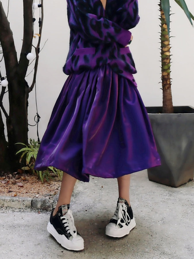 Purple flared medium skirt X2575