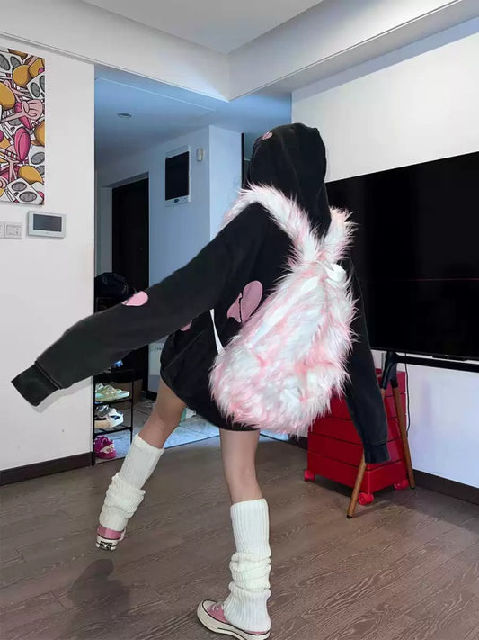 Contrast Fur Backpack X2923