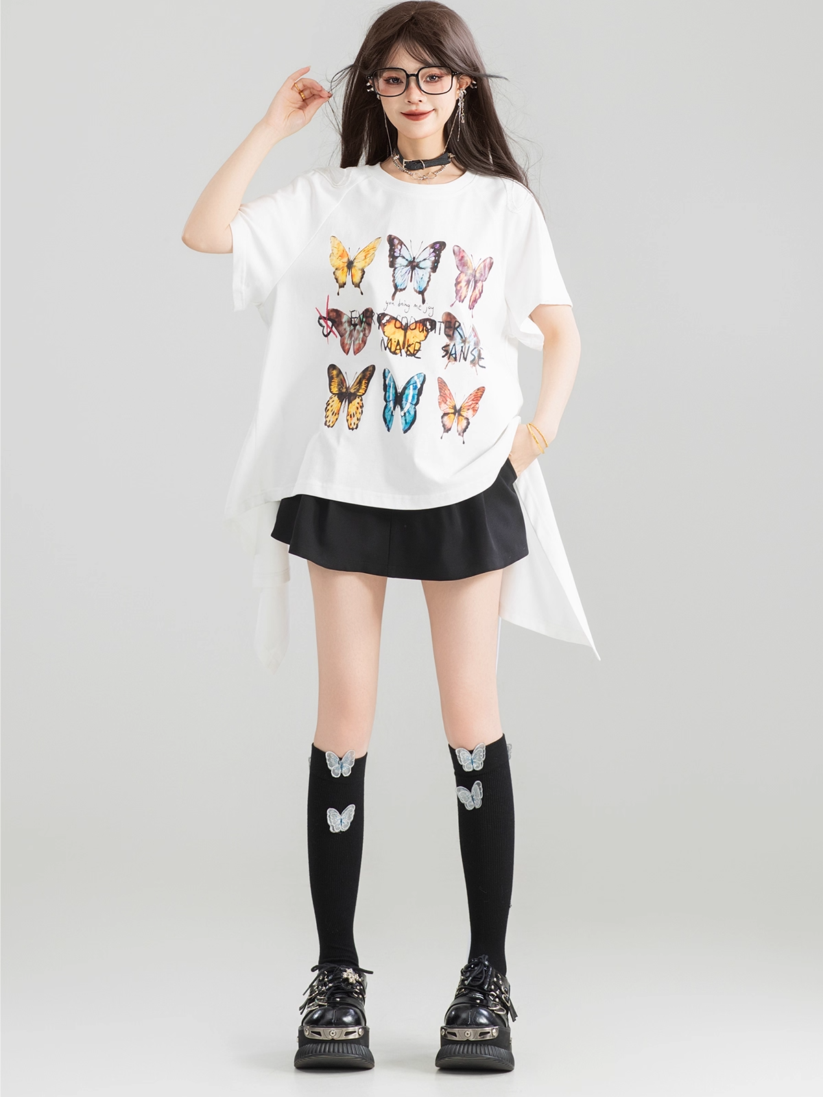 Open Back Design Short Sleeve T-Shirt X3325
