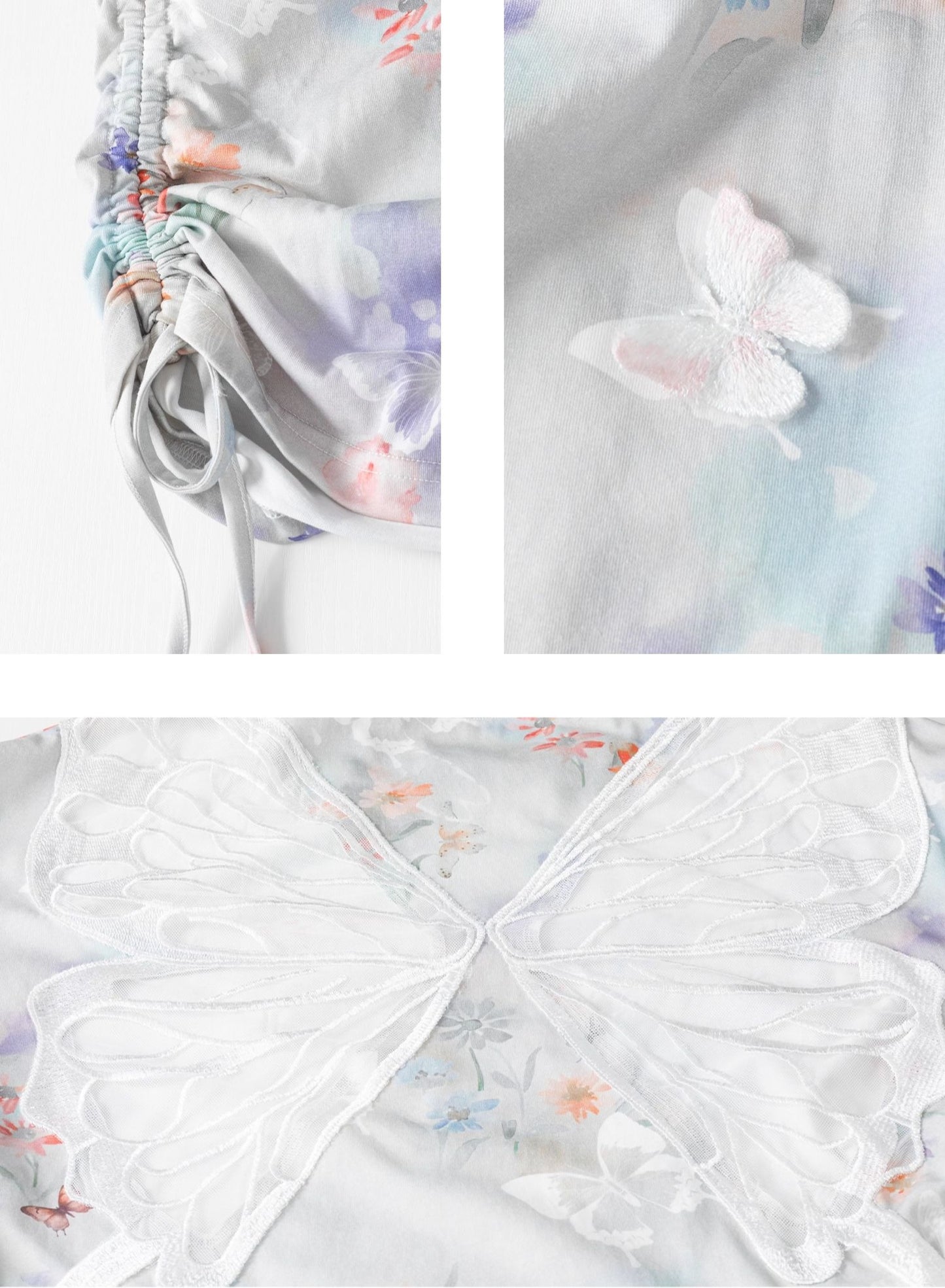 Butterfly Gradient Sheer Long Sleeve Top X3381
