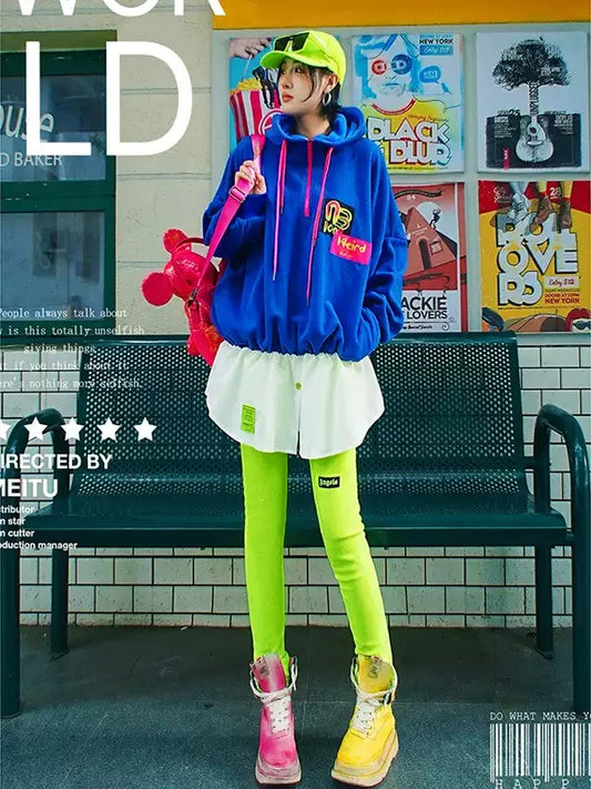 彩色貼片Logo連帽衫 X3466