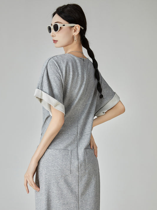 Asymmetrical Gray T-Shirt Dress X3310