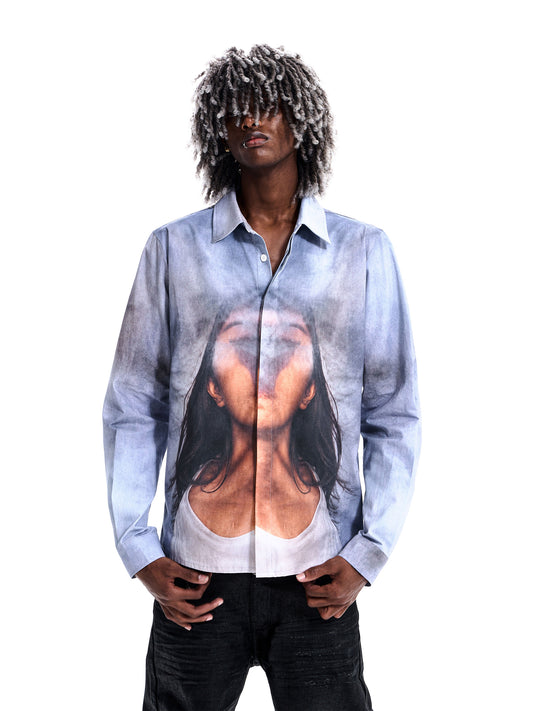 Portrait Print Long Sleeve Shirt X3693