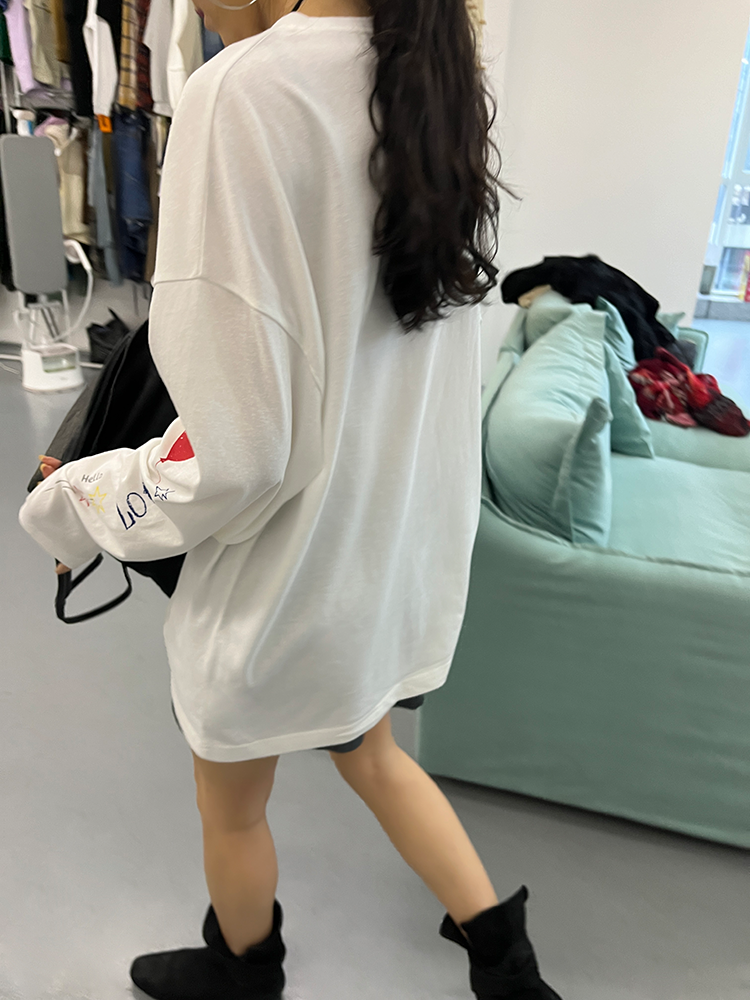 White Long Sleeve Printed T-Shirt X3222