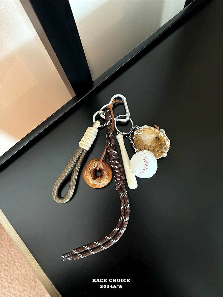 baseball bagel bowling decoration hiking rope keychain X3035