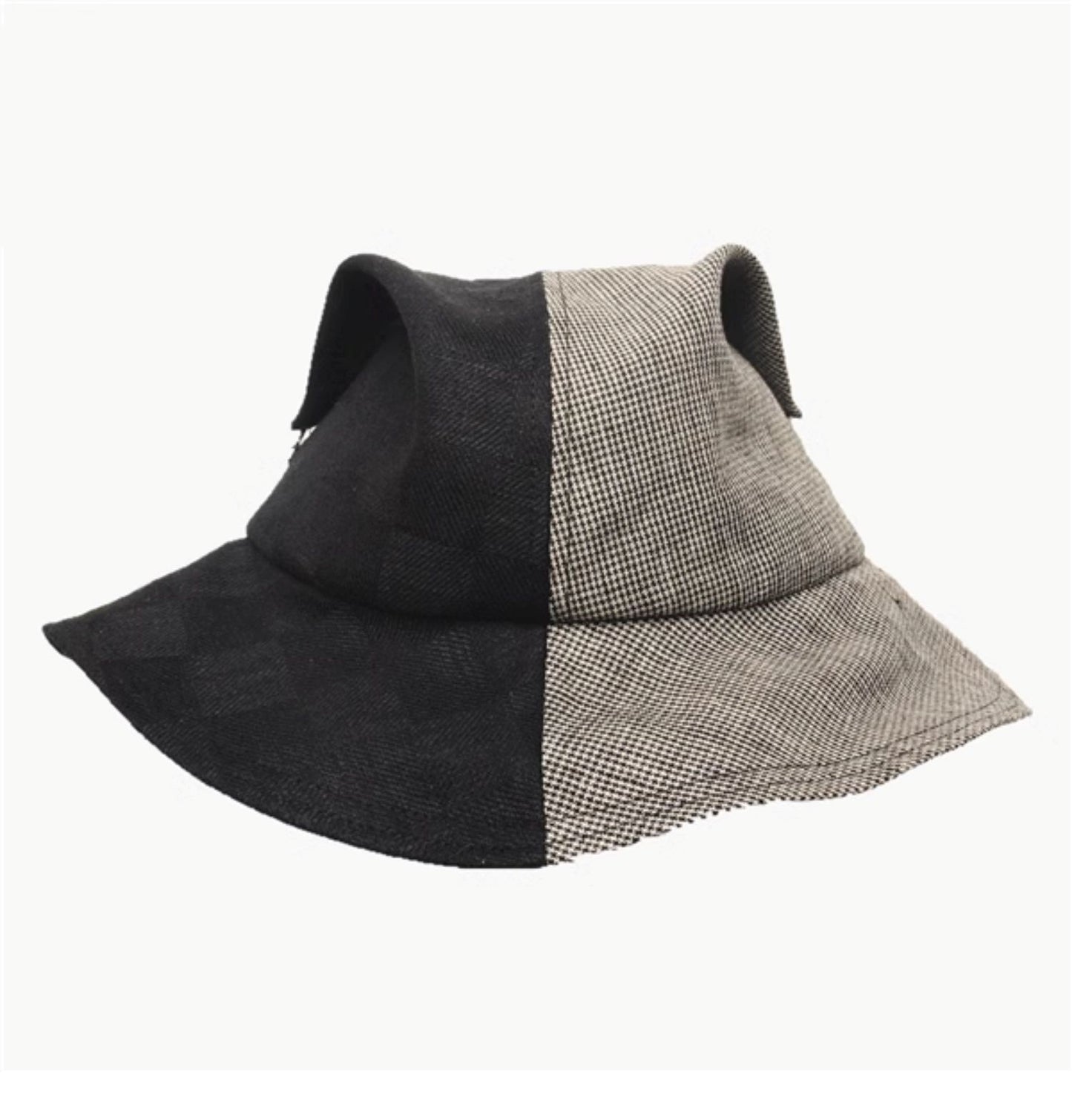 Glen Check Pattern Bicolor Bucket Hat X2914