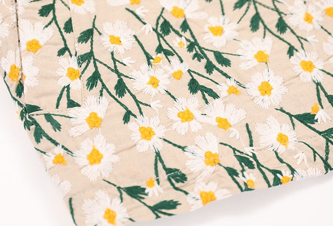 雛菊刺繡復古風V領背心 X3082