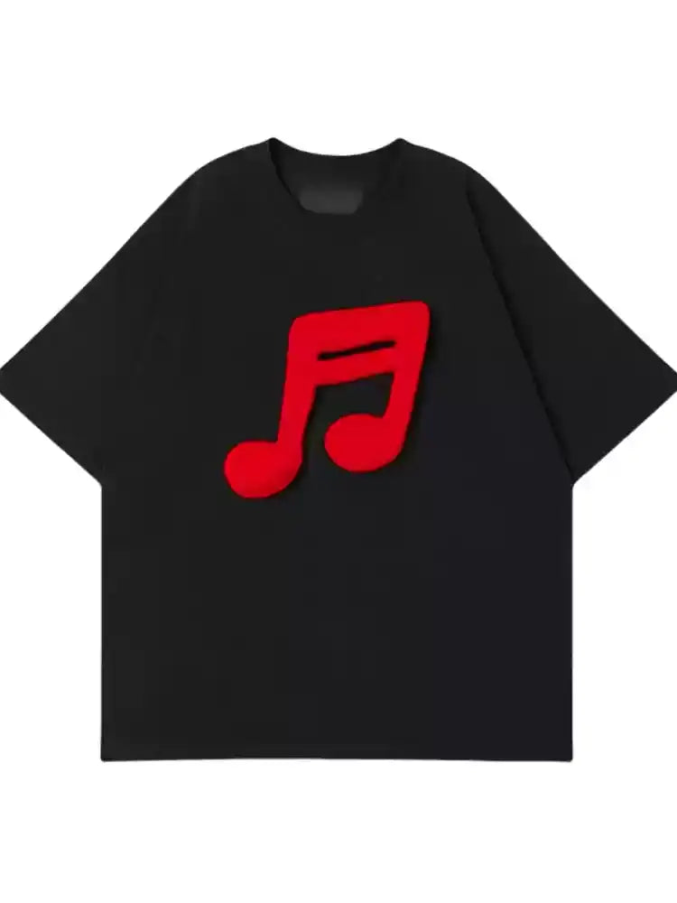 Vintage-Inspired Note Print T-Shirt X3220