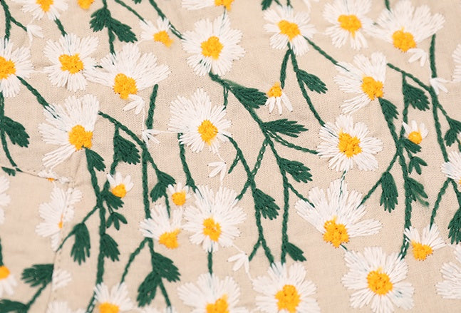 雛菊刺繡復古風V領背心 X3082