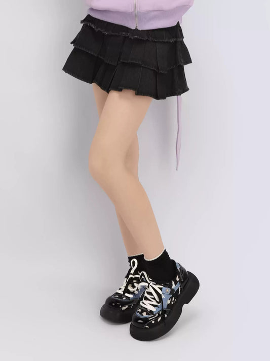 Colorblock Chunky Platform Lace-Up Shoes X3476