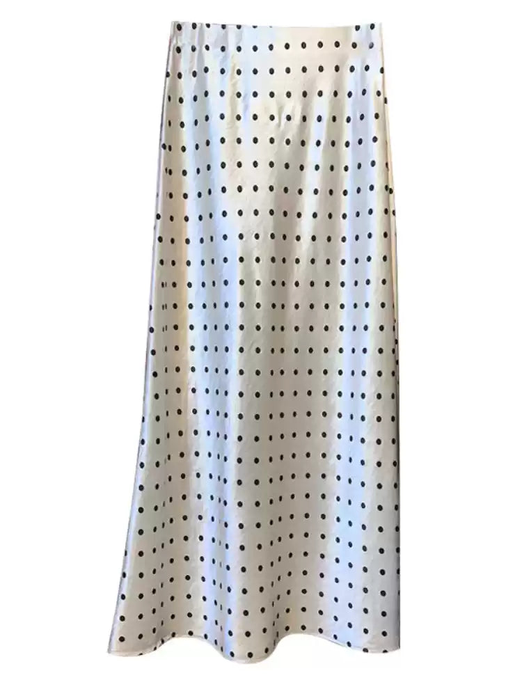 French Polka Dot Satin Skirt X3218